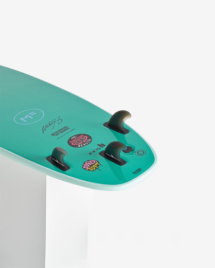 BEASTIE SUPER SOFT - MINT/AQUA FCSII – MICK FANNING SOFTBOARDS AUS
