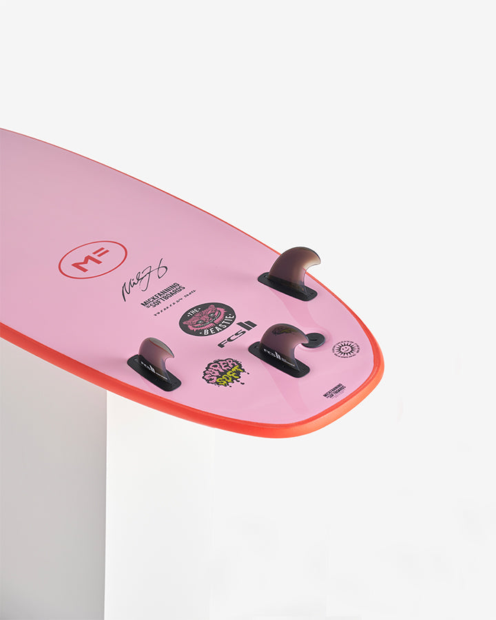 BEASTIE SUPER SOFT - RED/PINK FCSII – MICK FANNING SOFTBOARDS AUS